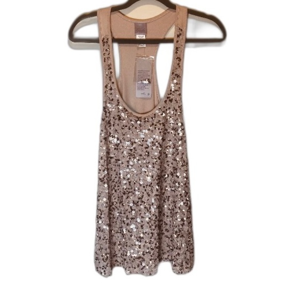 NWT Gudi For Victorias Secret Champagne Sequined Tank Top Women’s Size S